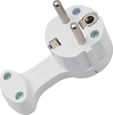 Produktbild von Schutzkontakt Winkelstecker flach Flachstecker mit Bügel 230V 16A Schuko Stecker weiß