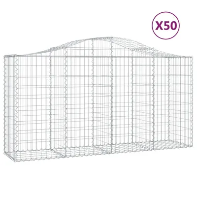 Produktbild von Gabionen mit Hochbogen 50 Stk 200x50x100/120cm Verzinktes Eisen