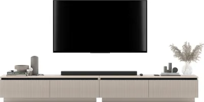 Produktbild von TV-Ständerschrank SELENE von Lindner Möbel – 280 x 37 x 35 cm - Farbe: Kaschmir matt - Italienische Tiefmattfolie