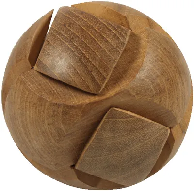 Produktbild von Holzspiel, Geschicklichkeitsspiel, Knobelspiel - Holzball Puzzle, Braun, 9*9*9 cm, Brettspiele & Geschicklichkeitsspiele