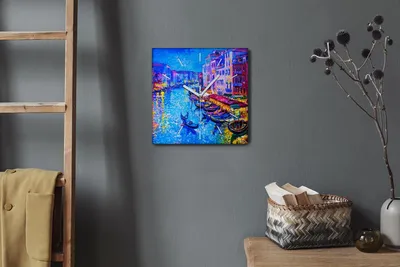 Produktbild von Coloray Hodiny Unikátní 30x30 cm  Tiché hodiny Pro obývací pokoj a kuchyň Nástěnné hodiny Plátno Bílé ručičky hodin - Město lodí