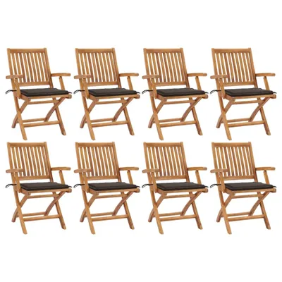 Produktbild von Klappbare Gartenstühle mit Kissen 8 Stk. Massivholz Teak