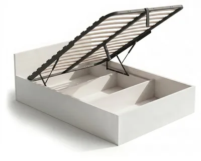 Produktbild von Bett mit Bettkasten 120x200 cm Metalllattenrost aufklappbar Weiß
