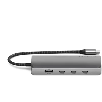Produktbild von Satechi ST-P8KEM, Kabelgebunden, USB 3.2 Gen 1 (3.1 Gen 1) Type-C, 10,100,1000 Mbit/s, Grau, SD, 54,1 mm
