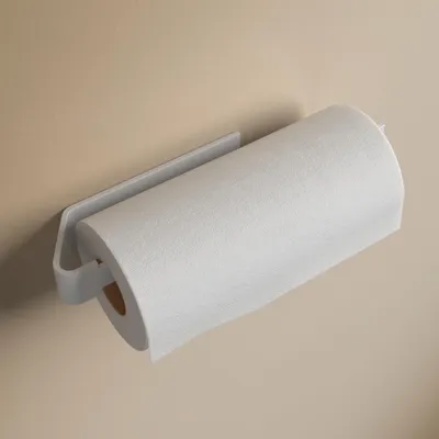 Image de Porte-rouleau de papier essuie-mains sans perçage | Porte-rouleau de papier essuie-mains mural | Porte-rouleau adhésif | Rangement et organisation de cuisine | Porte-rouleau Zewa blanc