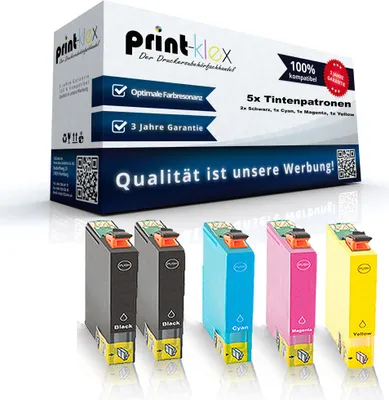 Produktbild von 5x Kompatible Tintenpatronen für Epson Stylus SX 230 SX 235 SX 235 W SX 420 Series SX 420 W SX 425 W SX 430 Series SX 430 W SX 435 W T1291 T1292 T1293 T1294 - Easy Smart Serie