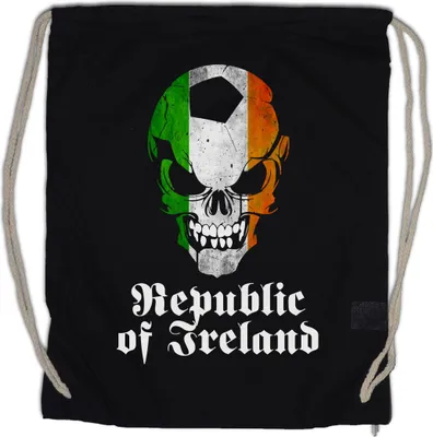 Produktbild von Urban Backwoods Classic Republic Ireland Football Skull Flag, Turnbeutel, Farbe: Schwarz