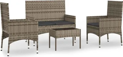 Obrázok produktu pre vidaXL 4-dielna záhradná obývacia súprava s vankúšmi Grey Poly Rattan