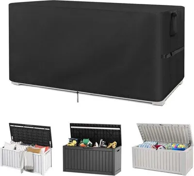 Productafbeelding van Tuinkist Hoes - Beschermhoes Kussenbox - Opbergen Buiten - Waterdicht UV-bestendig - 125 x 64 x 60 cm - Zwart