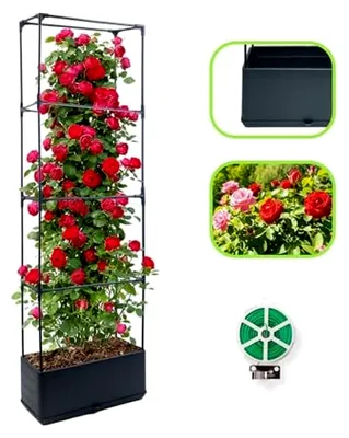 Produktbild von 1 Pack 140CM Hochbeet mit Rankgitter für Tomaten und Kletterpflanzen, geeignet für Innen- und Außenbereich