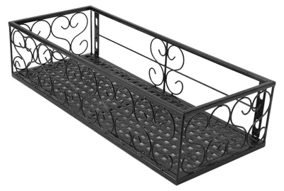 Zdjęcie produktu dla Stojak na kwiaty na balkon, wieszak na doniczki, wieszak z kutego żelaza, półka na sukulenty na parapet w pomieszczeniu, pasuje do poręczy o szerokości 10,5 cm