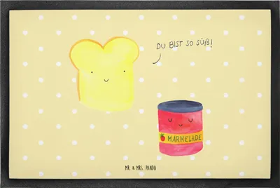 Produktbild von Mr. & Mrs. Panda fußmatte Toast Marmelade 60 x 90 cm - Gelb Pastell - Geschenk, Brot, Schmutzmatte, Süß, Dreamteam, Schuhabstreifer, Bodenvorleger, Schmutzfänger