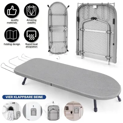 Produktbild von Bügelbrett Kleines Faltbares Bügeltisch mit Eisenständer Bügelbrett klappbar Tisch-Bügelbrett Platzsparendes Bügeltisch für Dampfbügeleisen 81 x 30 cm