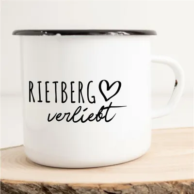 Produktbild von Huuraa Emaille Tasse Rietberg  Geschenk Kaffeebecher Vintage 300ml Rietberg  Präsent