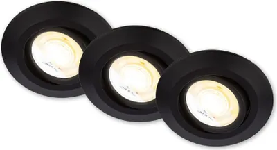 Produktbild von 3er Set LED Einbaustrahler Schwenkbar Spots 230V Ra90 CTS Schalter Schwarz