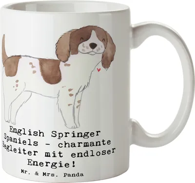 Produktbild von Mr. & Mrs. Panda Tasse English Springer Spaniel Charme - Weiß - Geschenk, Hunderasse, Kaffeetasse, Becher, verspielter Hund, Familienhund, Kaffeebecher, Teetasse