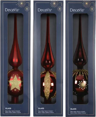 Imagen del producto de Adorno para la punta del árbol de Navidad, 31 cm, rojo y dorado, brillante, 1 unidad