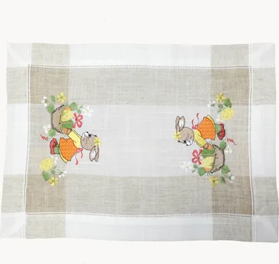 Produktbild von Tischdecke Läufer Stickerei Hasenmädchen Ostern 35 x 50 cm