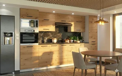 Produktbild von ULWEHOME | Küchenzeile 300 cm Eiche Wotan, Küchenmöbel-Set mit Backofen-Mikrowellenschrank, Vorratsschrank & geteilten Arbeitsplatten 120 cm