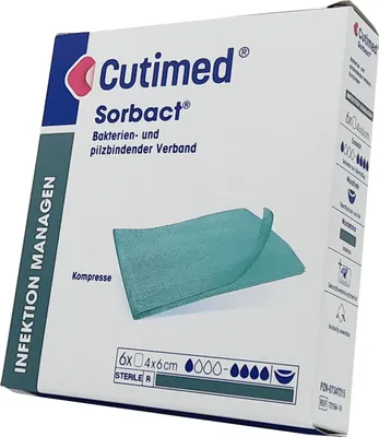 A product box for Cutimed Sorbact bandages.
