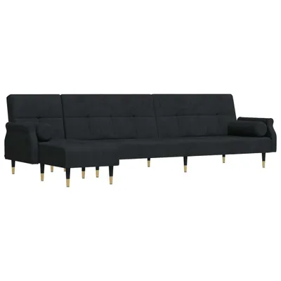 Produktbild von vidaXL Schlafsofa in L-Form Schwarz 271x140x70 cm Samt