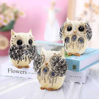 Productafbeelding van Set van 3 Uilfiguren voor Decoratie