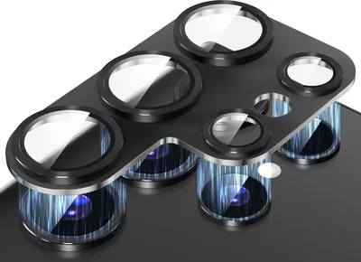 Produktbild von 3D Kameraglas für Samsung Galaxy S24 Ultra Schutz Panzerfolie Titan Hartglas Schwarz