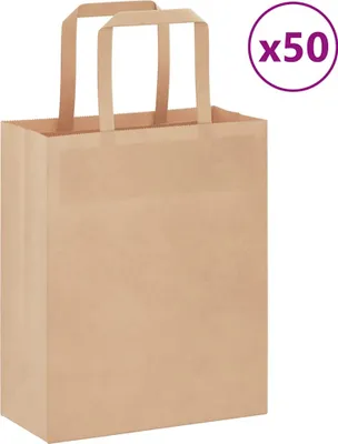 Produktbild von Papiertragetaschen 50 Stk. mit Henkeln Braun 18x8x22 cm
