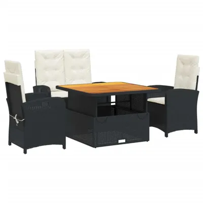 Immagine prodotto di vidaXL Set da pranzo da giardino 4 pezzi con cuscini in polirattan nero