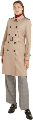 Produktbild von Tommy Hilfiger Damen Trenchcoat Baumwolle Slim Fit Kurz, Beige (Beige), 36