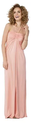 Produktbild von Damen Kleid Lang Maxi Kleid am Hals zum Binden; Lachs/S/M 36/38