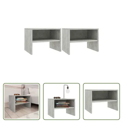 Produktbild von The Living Store Nachttische 2 Stk. Betongrau 40x30x30 cm Holzwerkstoff
