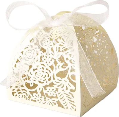 Produktbild von 50 Pack Laser Cut Rosen Hochzeit Gunst Boxen, Mini Geschenk-Boxen Für Bridal Shower Jahrestag Geburtstag Party Hochzeit Gunst