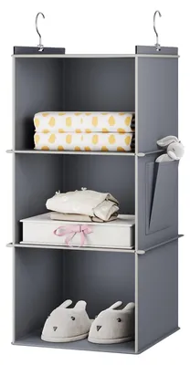 Produktbild von Hängeaufbewahrungsregale, 3 geräumige Regale – Kleiderschrank-Organizer – Hängeaufbewahrung – Kleideraufbewahrung – Aufbewahrungslösung – Robuste Klettverschluss-Befestigung – Kleiderschrank-Organizer