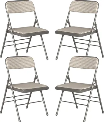 Produktbild von Klappstühle 4er Set,Esszimmerstuhl Stapelstuhl Balkonstuhl Stuhl Metall Klappstuhl Gepolstert kuschelig Stoff für Küche,Büro,Garten, Balkon 45x48x78cm