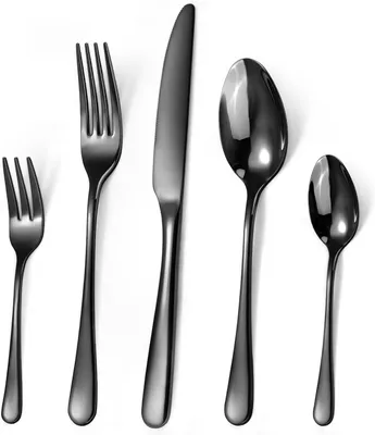 Produktbild von Besteck Set Schwarz, Besteck Set 6 Personen, 30-teilig Edelstahl