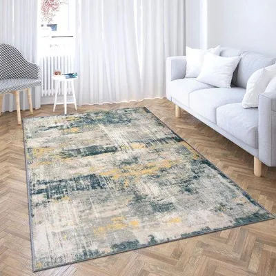 Produktbild von Unyqoos® Kurzflor-Teppich aus Polyester – elegantes, modernes Design mit Digitaldruck, weich, pflegeleicht und waschbar, ideal für Wohnzimmer & Schlafzimmer