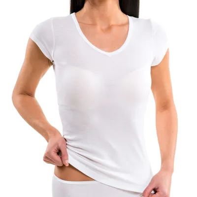 Produktbild von HERMKO 61880 Damen Funktions Unterhemd V-Neck, Farbe:weiß, Größe:48/50 (XL)