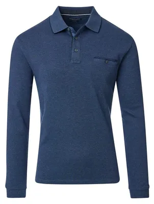 Produktbild von CASAMODA Herren Poloshirt Langarm Polokragen Casual Piqué Blau 3XL