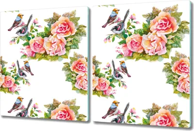 Produktbild von Glas-Herdabdeckplatte Glaskeramikkochfeld-Abdeckung Spritzschutz - 2x 40x52 cm - Pastelltöne am Ast