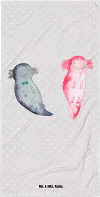 Produktbild von Mr. & Mrs. Panda Reisehandtuch Axolotl Freundin - Grau Pastell - Geschenk, Frottee-Handtuch, Valentinstag, Duschtuch, Lurch, Handtuch, Badehandtuch, Strandtuch, Großes