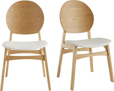 Produktbild von Miliboo - Skandinavische Stühle hellem Holz und weißes Polyurethan (2er Set) ELTON