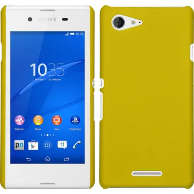 Produktbild von PhoneNatic Case kompatibel mit Sony Xperia E3 - Hülle gelb gummiert Hard-case + 2 Schutzfolien