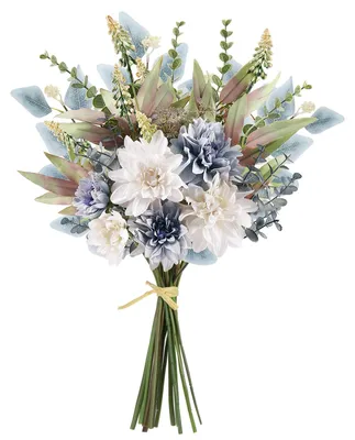 Künstlicher Blumenstrauß aus Seide, 13 Stiele, blau-weiß, 50 cm