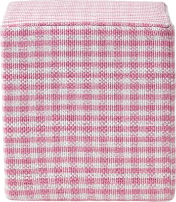 Image de HOMESCAPES Pouf à carreaux Vichy rose et blanc - Pouf, 36x38 cm