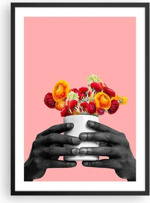 Produktbild von Gerahmtes Poster - Schwarzer Rahmen - Schwarz Hände Blumen - 50x70 cm - Wand Bild - Wanddeko - Wandbilder - Kunstposter - Wandposter - Bilderrahmen - Bilder - Kunstdruck - P2BPA50x70-4706