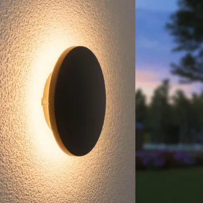 Image de HOFTRONIC - Applique murale LED ronde 6W 660lm 3000K IP54 Noir