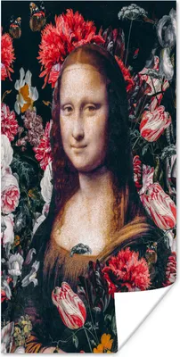 Produktbild von MuchoWow® Poster Mona Lisa - Blumen - Da Vinci 60x120 cm - Wandschmuck