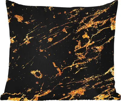 Produktbild von MuchoWow® Outdoor Kissen - Marmor - Gold - Schwarz - Stein - 40x40 cm - Wetterfest - Lounge Kissen - Kopfkissen - Interieur - Polster mit Bild