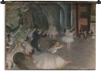Produktbild von MuchoWow® Wandteppich Wandbehang Die Probe des Balletts auf der Bühne - Gemälde von Edgar Degas 150x112 cm Tapisserie Dekoration Wandtuch - Wanddecke - Wandteppiche